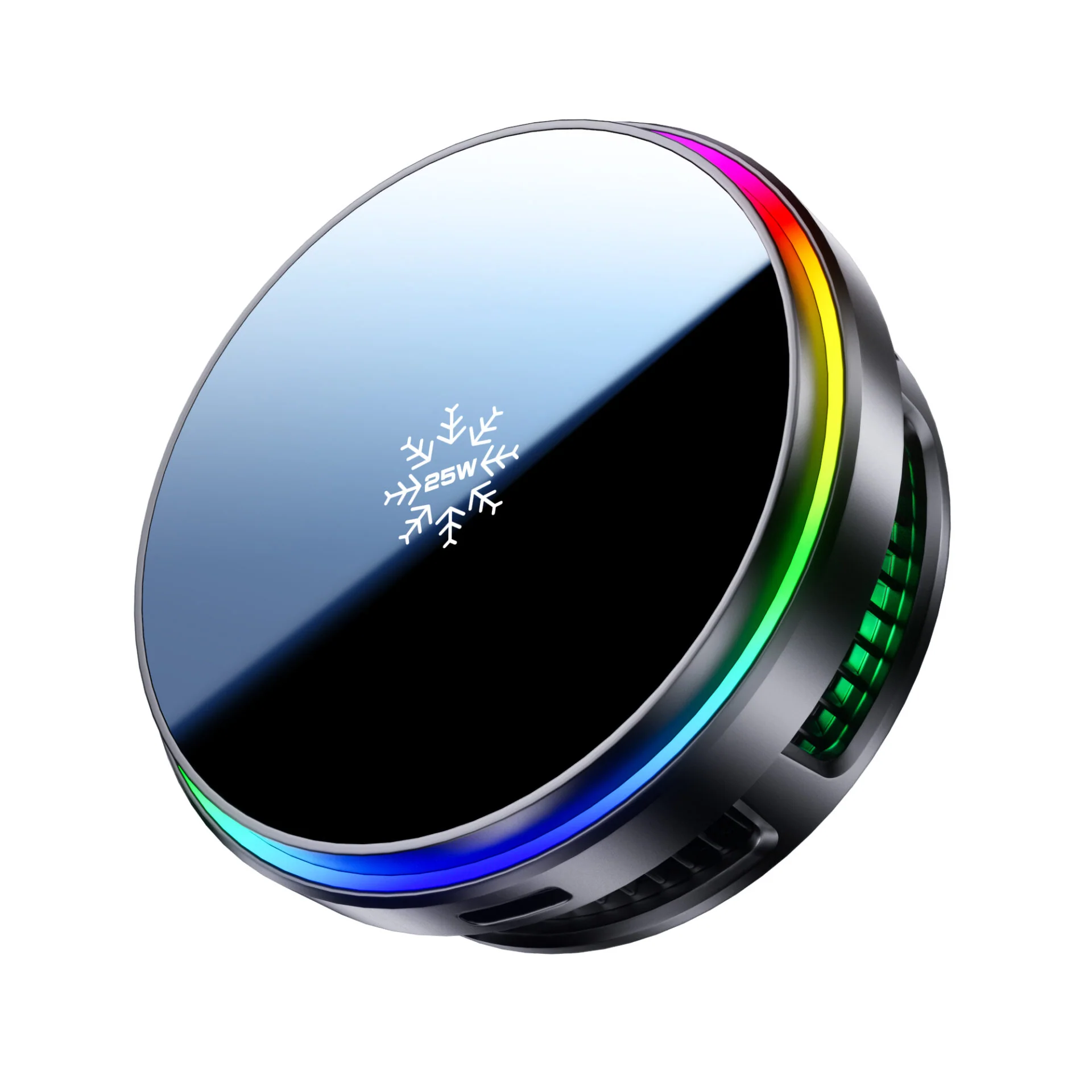 25W Qi2.2 Certified TEC Semiconductor Cooling Magnetic Car Wireless Charger, N52 Strong Magnet RGB Light 360° Rotation Fast Charging Mount for iPhone Android