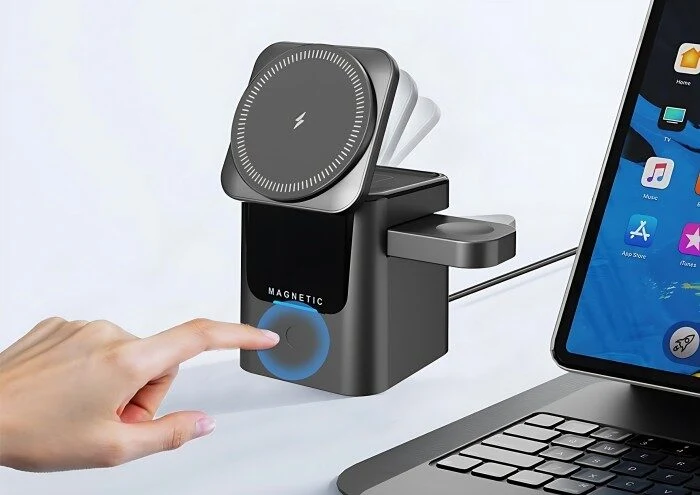 Multi-functional 3-in-1 Magnetic Wireless Charger One-click start