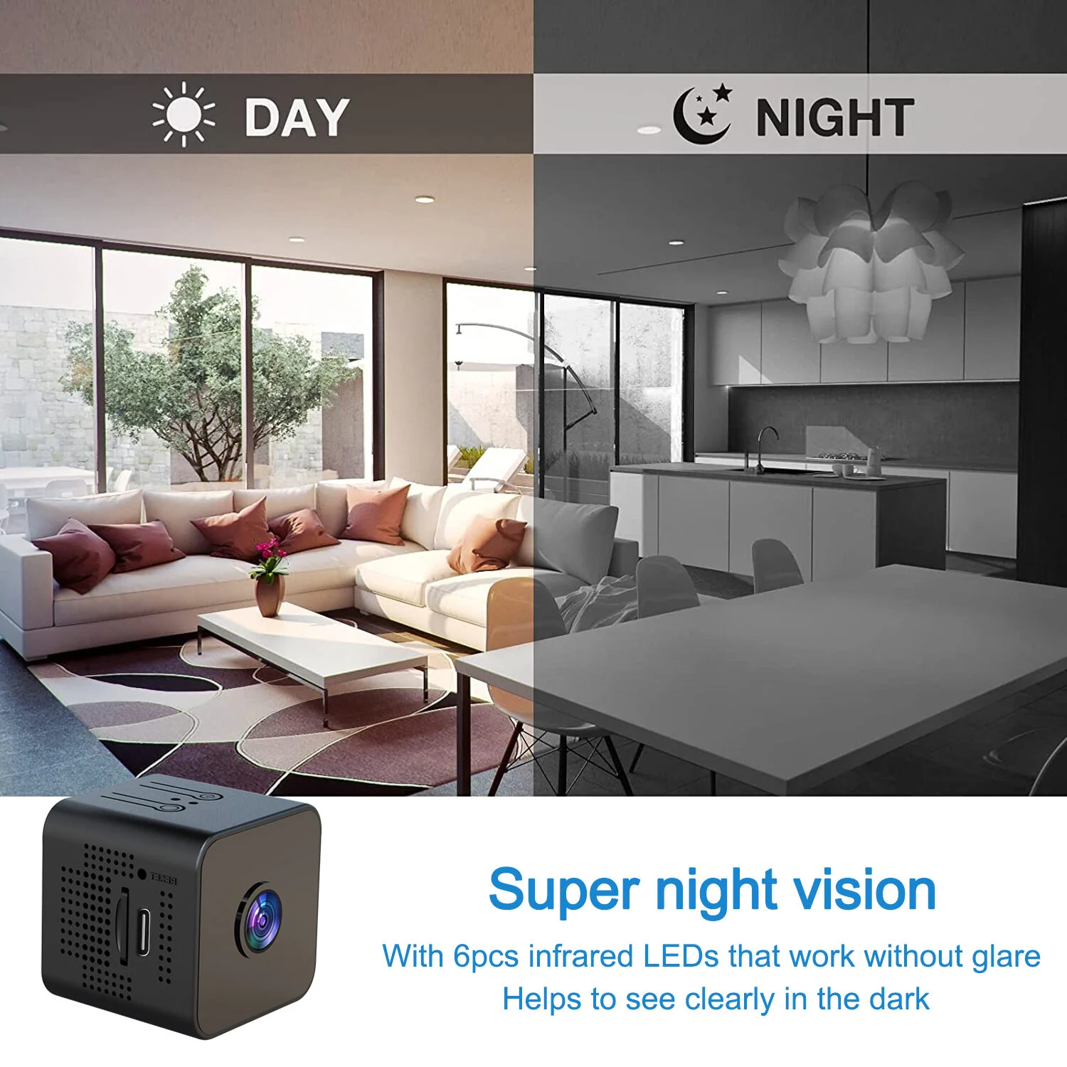 Mini Hidden Wireless Spy Camera Magnetic Design 1080P HD Wide Angle Lens Night Vision Mobile Phone Remote View Home Security Surveillance Cam