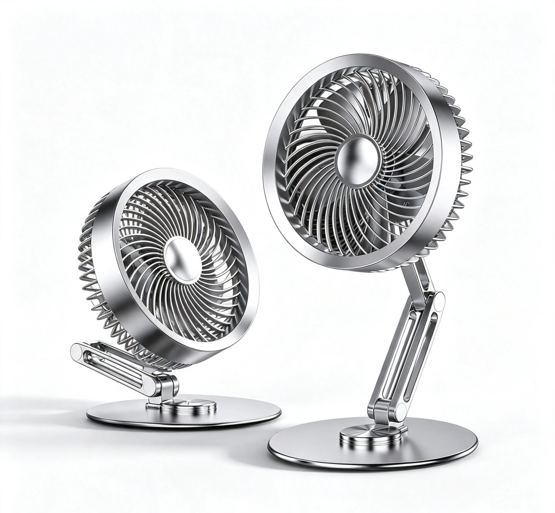 Rechargeable Metal Desk Fan, 360° Rotatable Foldable Telescopic Personal Table Fan