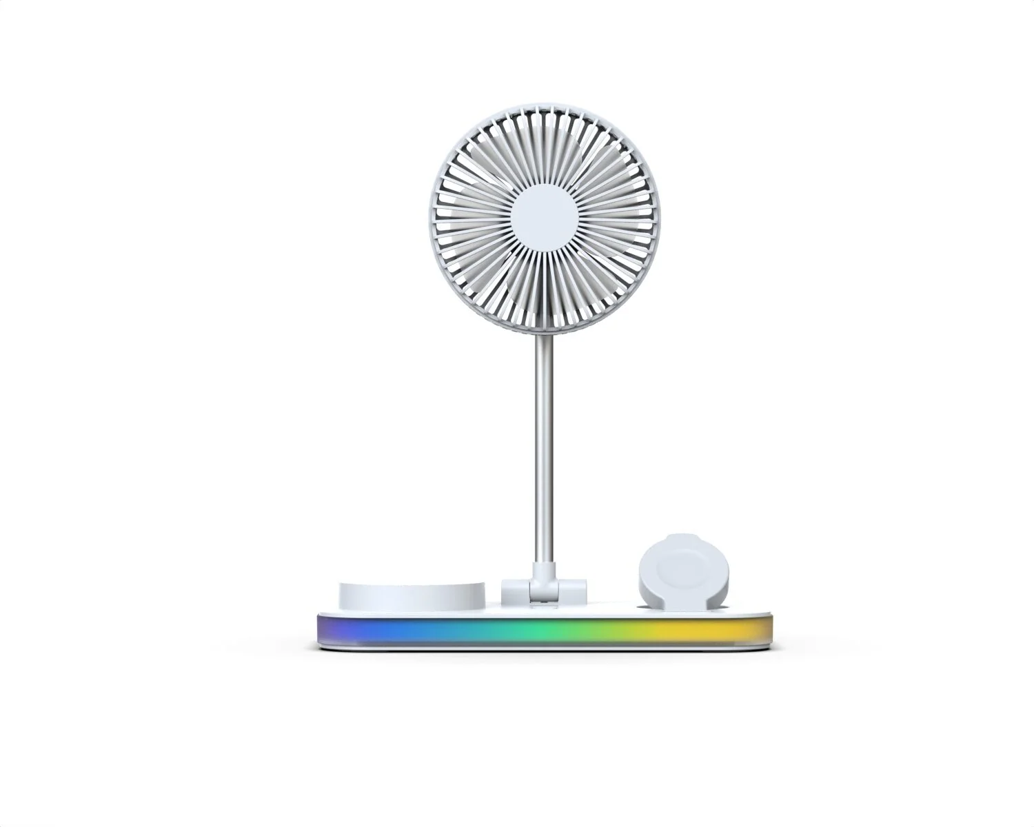 Portable Foldable Desk Fan with 3-in-1 Wireless Phone Charger and RGB light