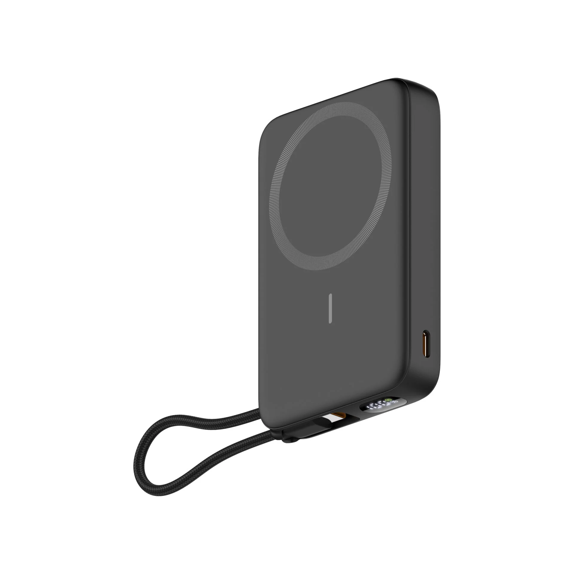Portable 10000mAh Magnetic Power Bank Built-in Phone Holder & Lanyard Fast Wireless Charging External Battery