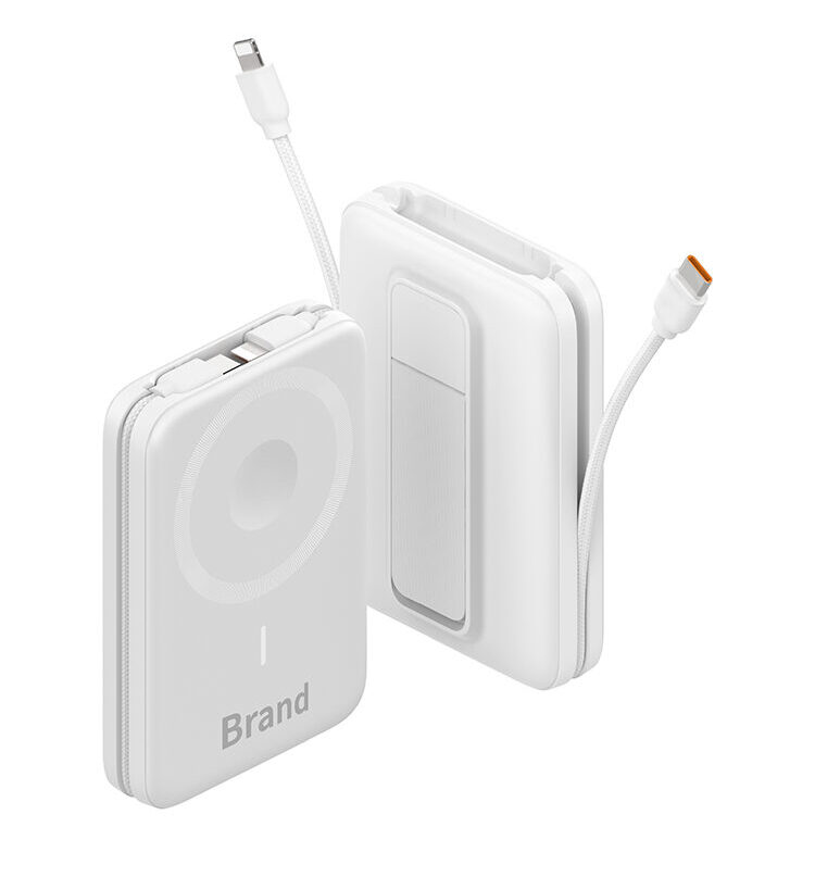 All‑In‑One Magnetic Portable Power Bank Built‑In Cables Foldable Stand Multi‑Device Charger