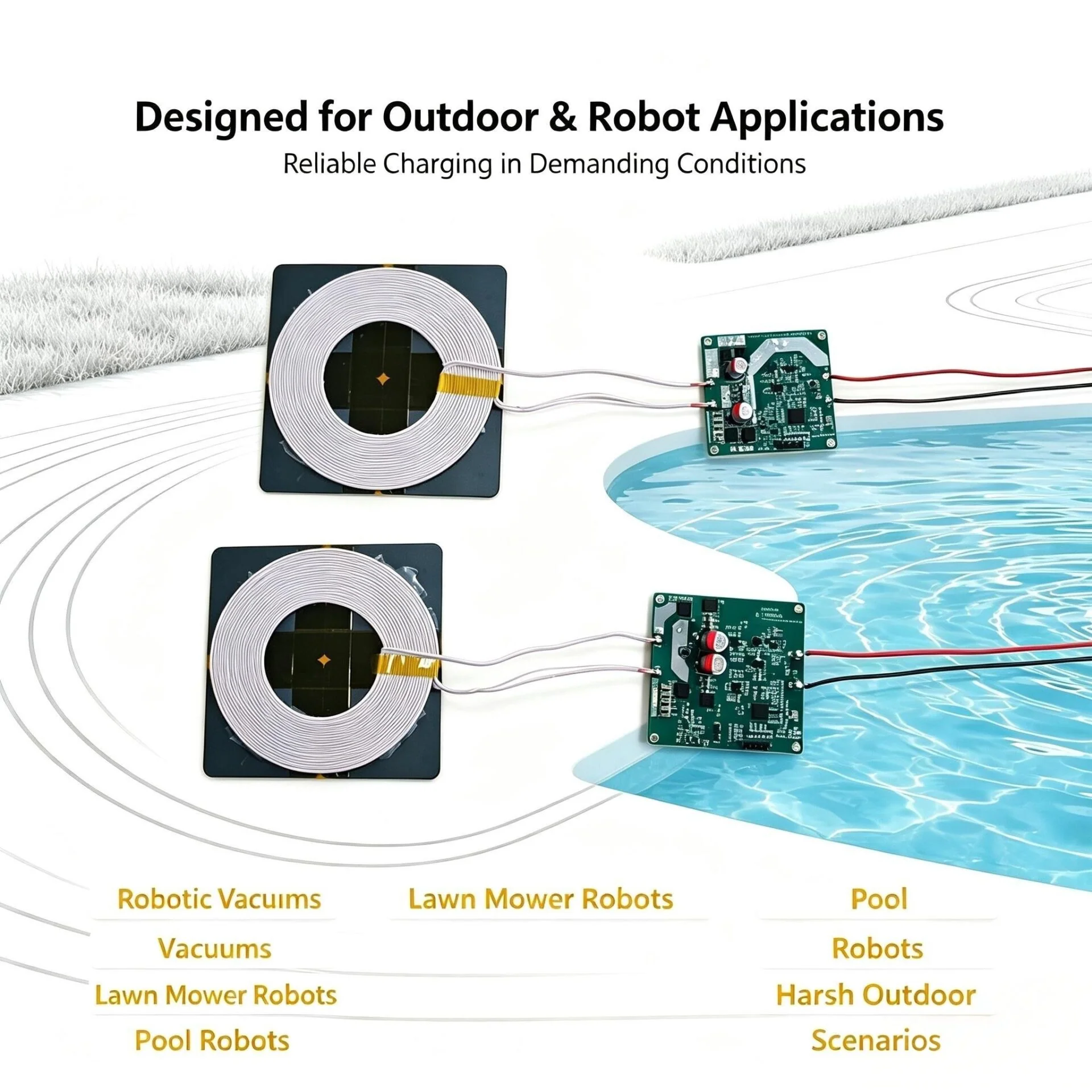 100W High‑Power Wireless Charging Module | 25V 4A Output, 90%+ Efficiency For Outdoor Robots