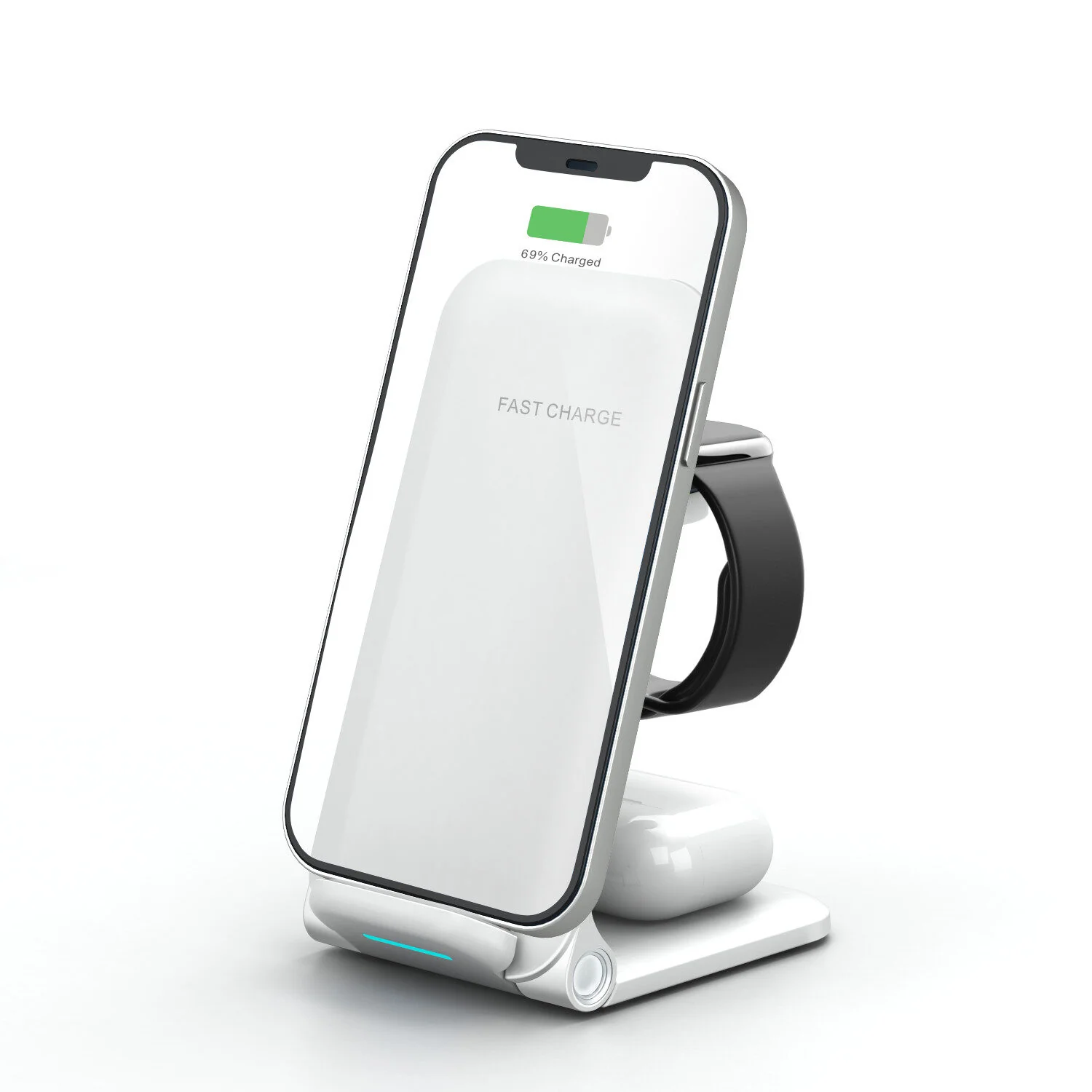 Foldable QI Wireless Charging Station 3 in 1 Multi Device Charger for Apple Devices