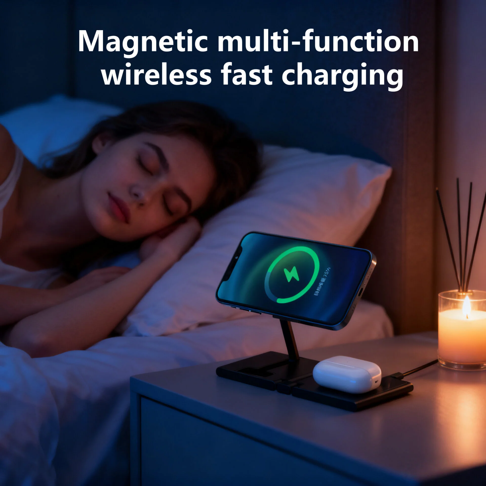 3 in 1 Magnetic Folding Wireless Charger | Portable Qi Travel Charging Station for iPhone, AirPods & Android