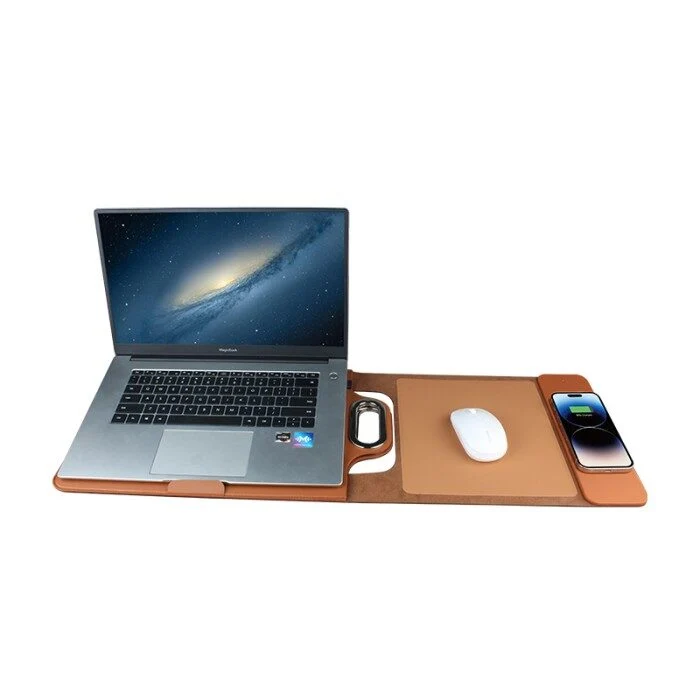 Dual charging laptop bag compatible with headphones and mobile phones
