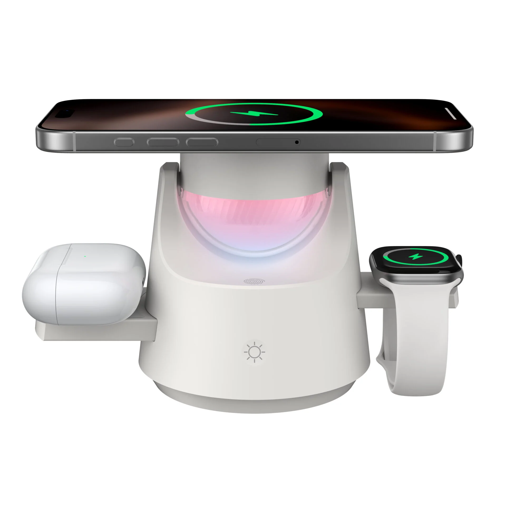 3-in-1 Qi2 Magnetic Wireless Charger, Automatic Open Stepper Motor Design 120° Adjustable Charging Station With RGB Ambient Light