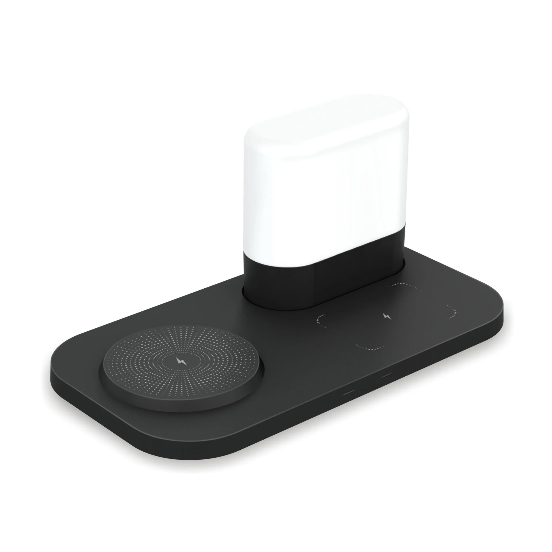 Minimalist 3-in-1 Magnetic Wireless Charging Pad with Touch Dimmable LED Night Light & Extra USB-A Output Port for Phone & Wireless Earbuds