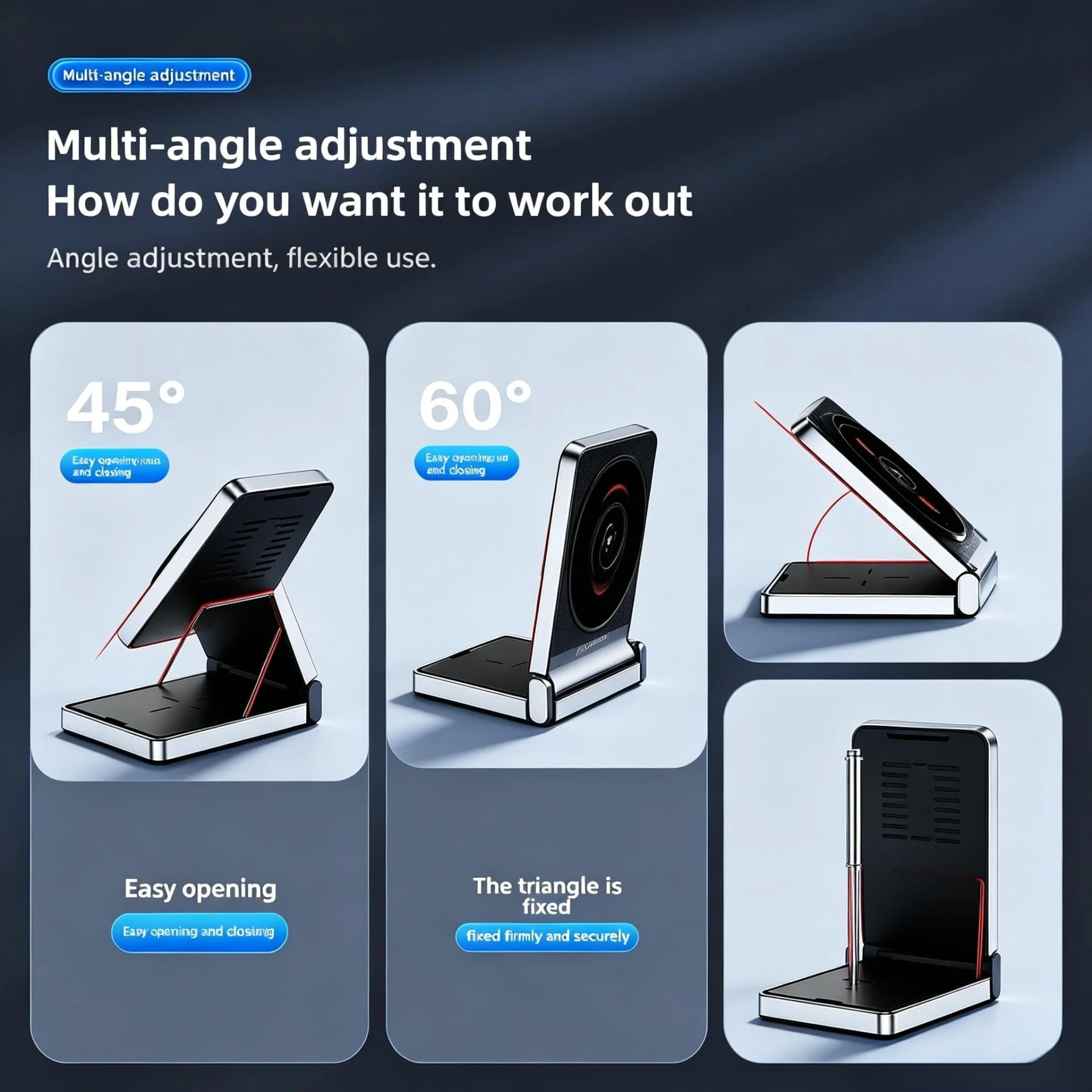 Foldable 2‑in‑1 Magnetic Wireless Charger Stand | 15W Fast Dual‑Device Charging Station for Phone & Earbuds