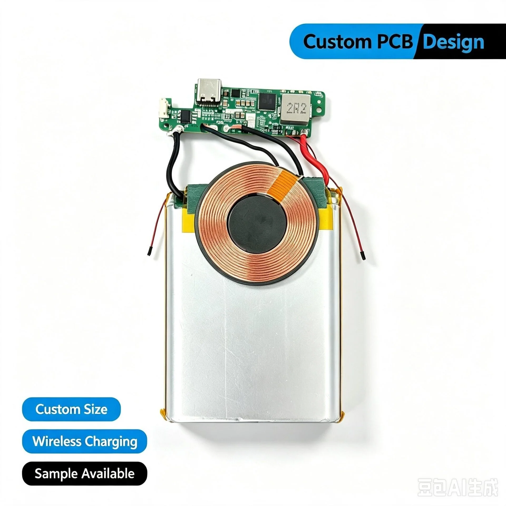 Custom Magnetic Wireless Power Bank Module | Professional PCB Design & Solution Development | Custom Size & Function Support