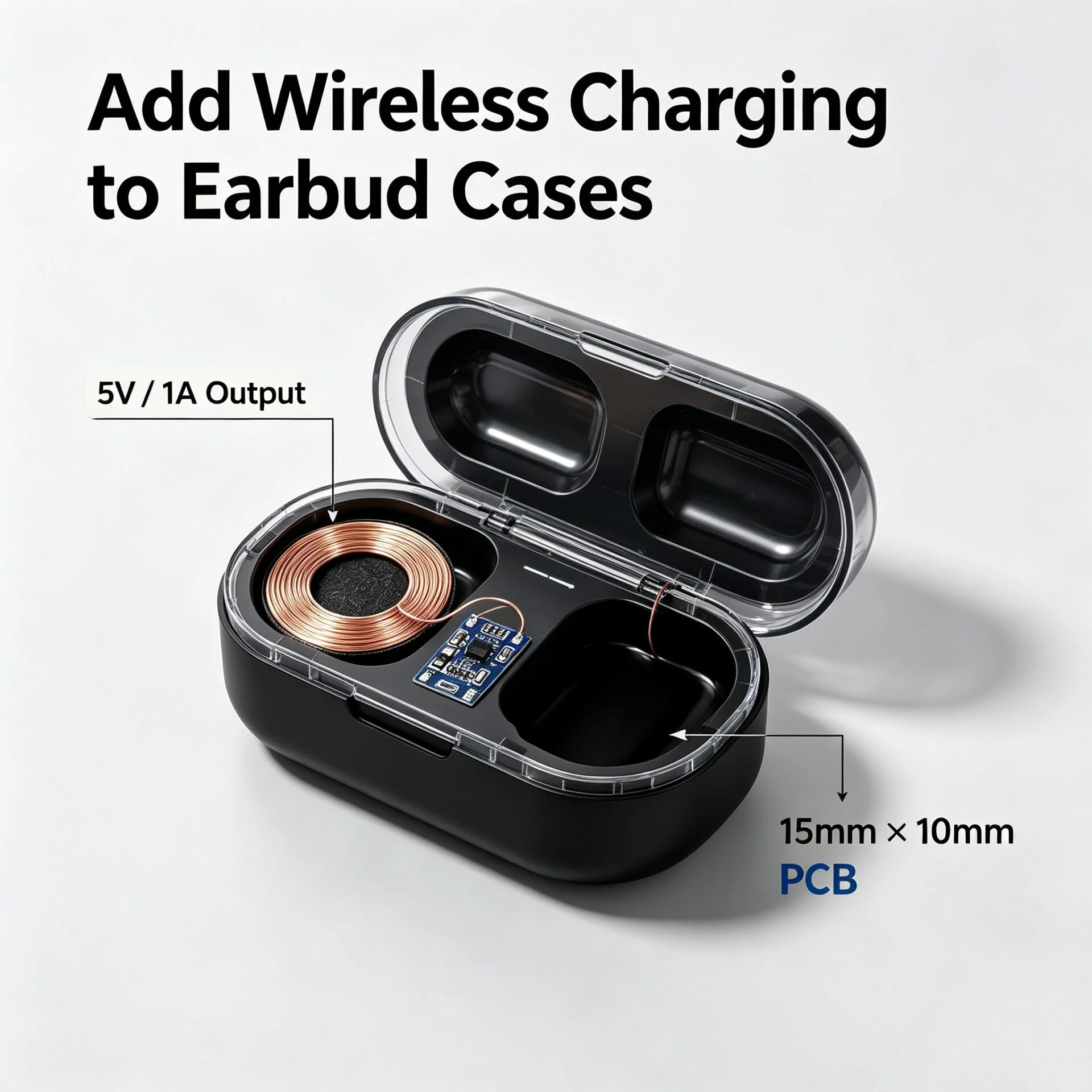 Ultra Thin Qi Wireless Charging Receiver Module 5V 1A | 1.3mm Thickness 28mm Coil 15×10mm PCB
