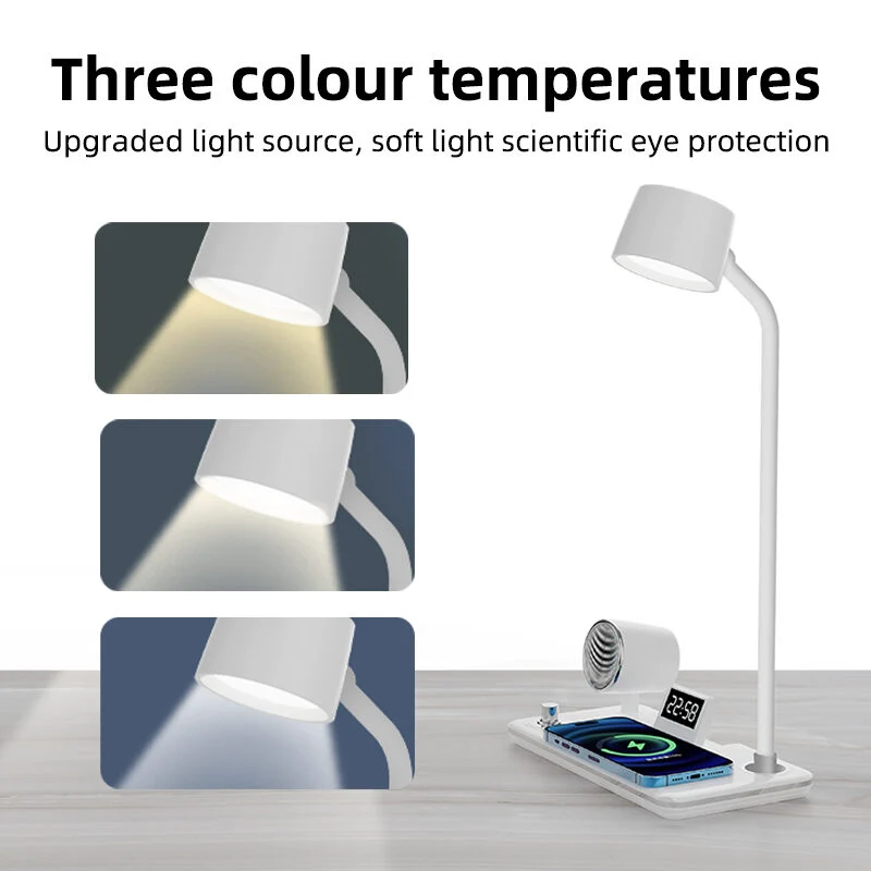 Multifunctional Bedside LED Lamp with 15W Wireless Charging for Home Bedroom Decoration Gift