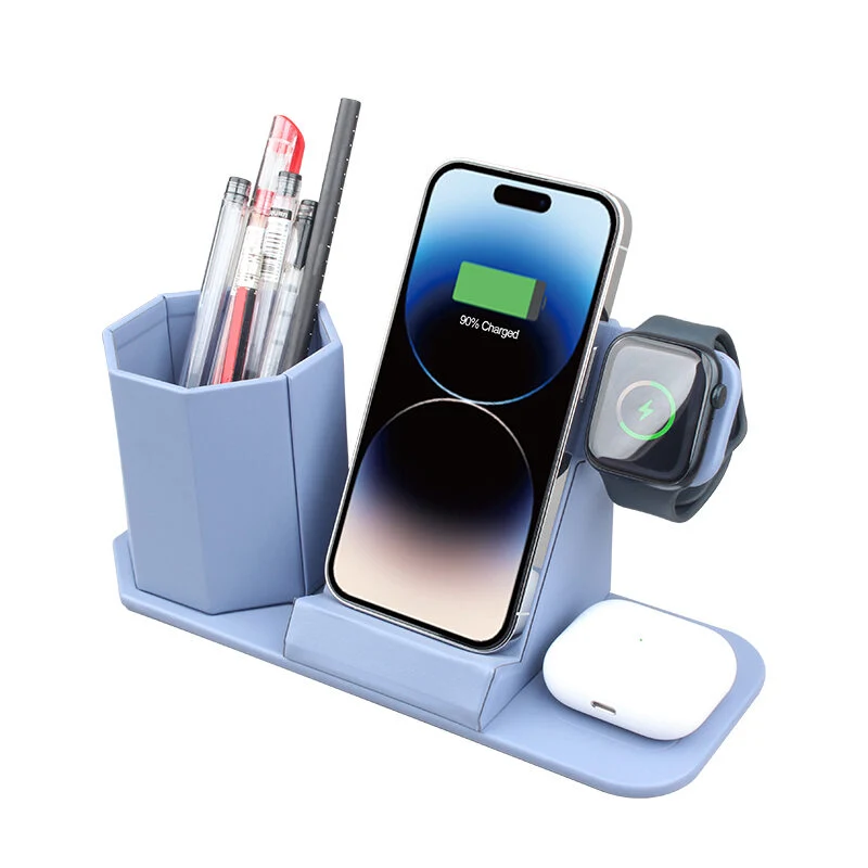 3 In 1 Wireless Charger Stand With Pen Holder Multifunctional Desktop Charging Bracket